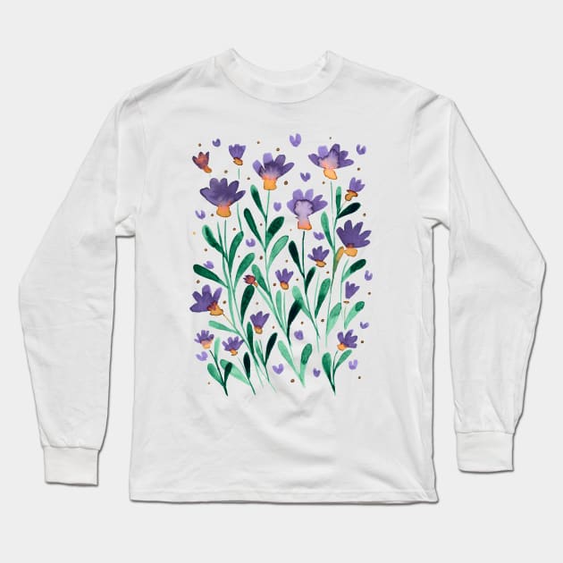 Forget me not flowers - retro periwinkle Long Sleeve T-Shirt by wackapacka